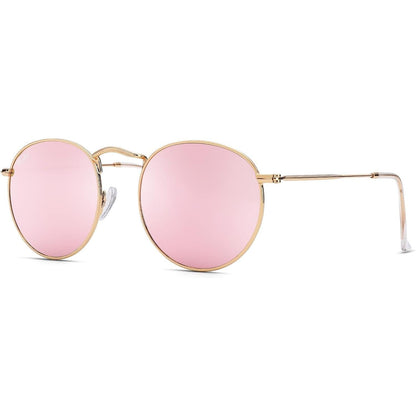 Pro Acme round Sunglasses for Women Men Classic Retro Circle Metal Sun Glasses 100% Real Glass Lens