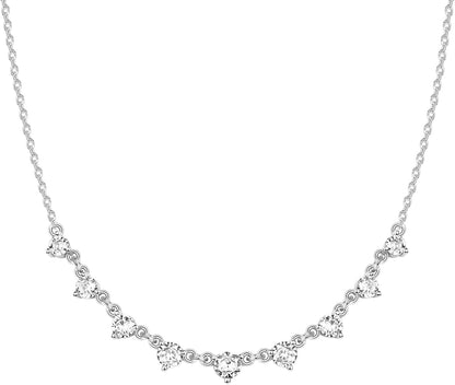 Collar de Estaciones para Mujer | Baño en Oro 14K | Cadena Fina con Circonitas Simuladas | Joyería de Moda para Capas y Looks Elegantes