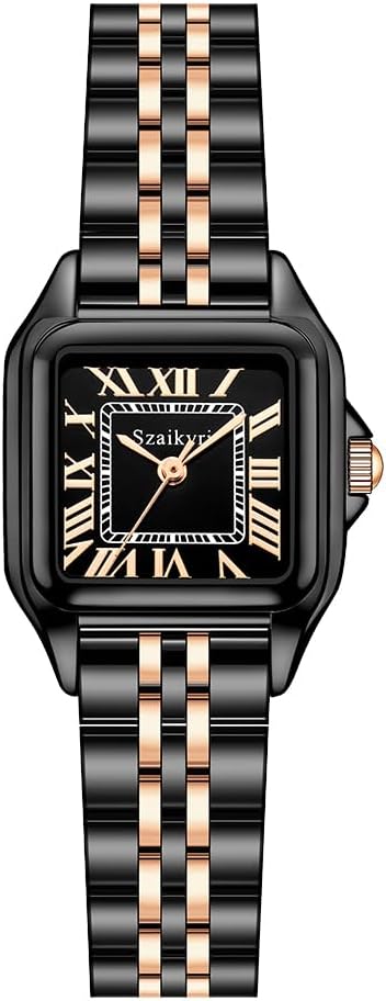 Reloj para Mujer Cuadrado 25 mm | Números Romanos | Movimiento Japonés | Correa de Acero o Cuero | Resistente al Agua (uso diario)