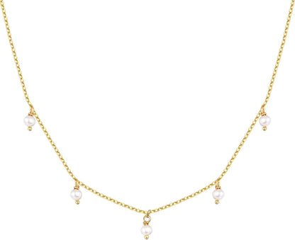 Collar de Estaciones para Mujer | Baño en Oro 14K | Cadena Fina con Circonitas Simuladas | Joyería de Moda para Capas y Looks Elegantes