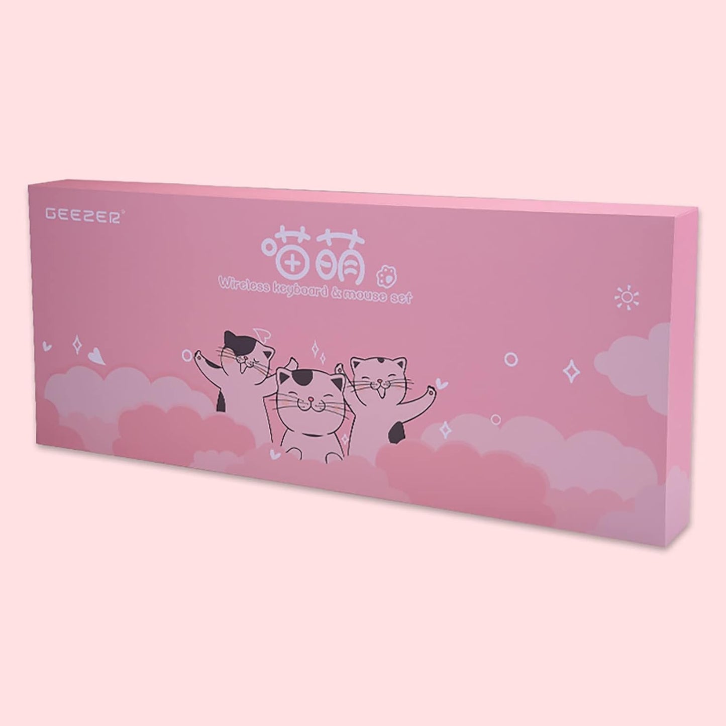 Teclado y mouse inalámbricos Gatito | Teclas silenciosas | 84 teclas | Color: Rosa