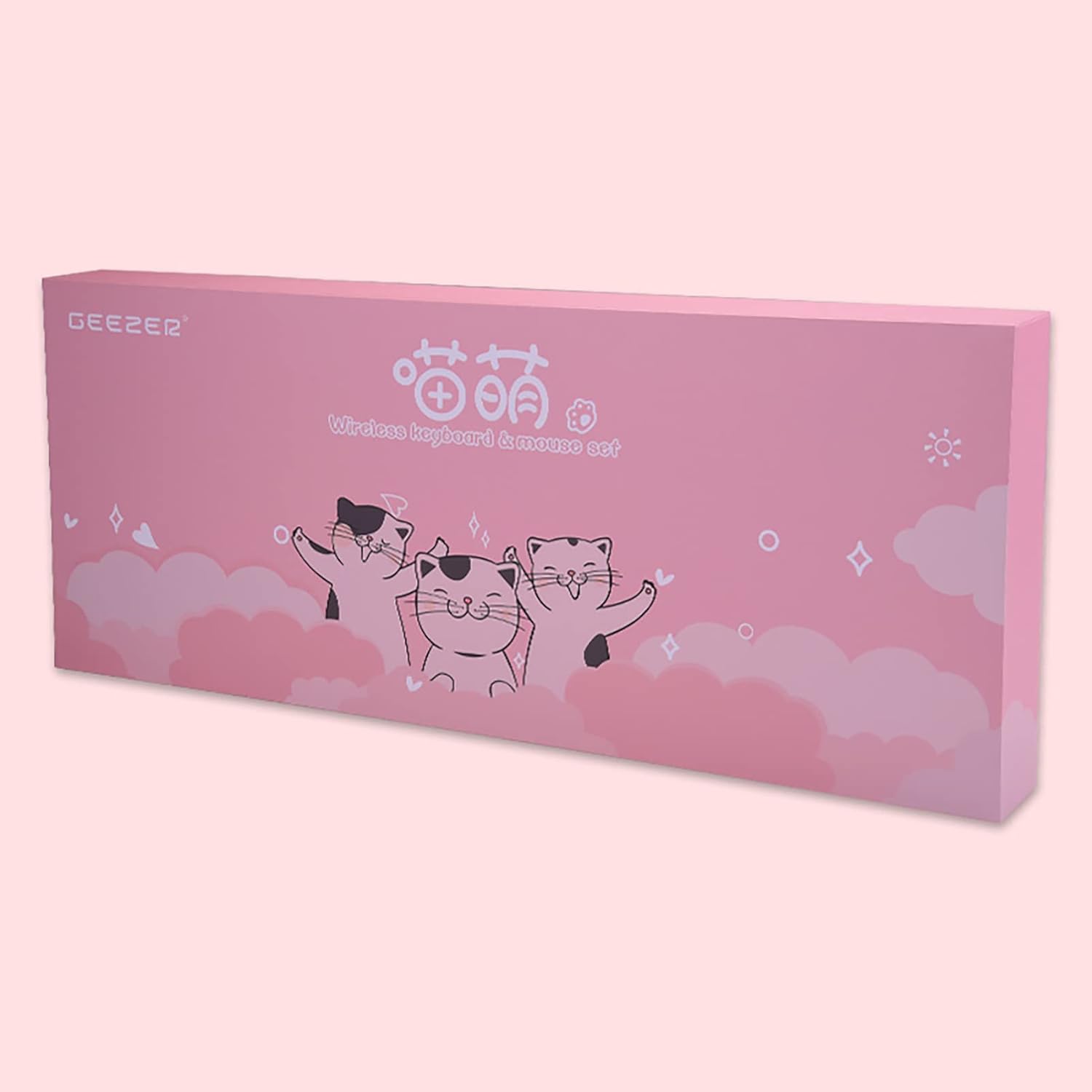 Teclado y mouse inalámbricos Gatito | Teclas silenciosas | 84 teclas | Color: Rosa