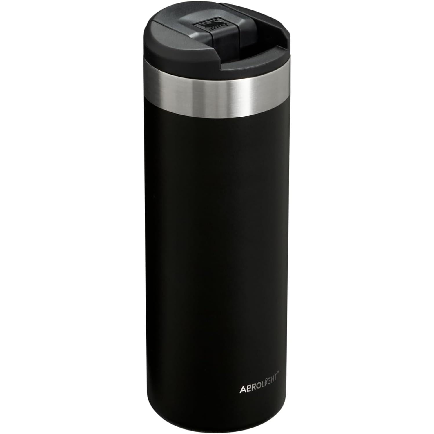 Aerolight Transit Bottle 16 Oz | Locking Drink through Lid | Leak Resistant Water Bottle or Coffee Travel Mug | Lightweight Insulated Stainless Steel | Bpa-Free | Black