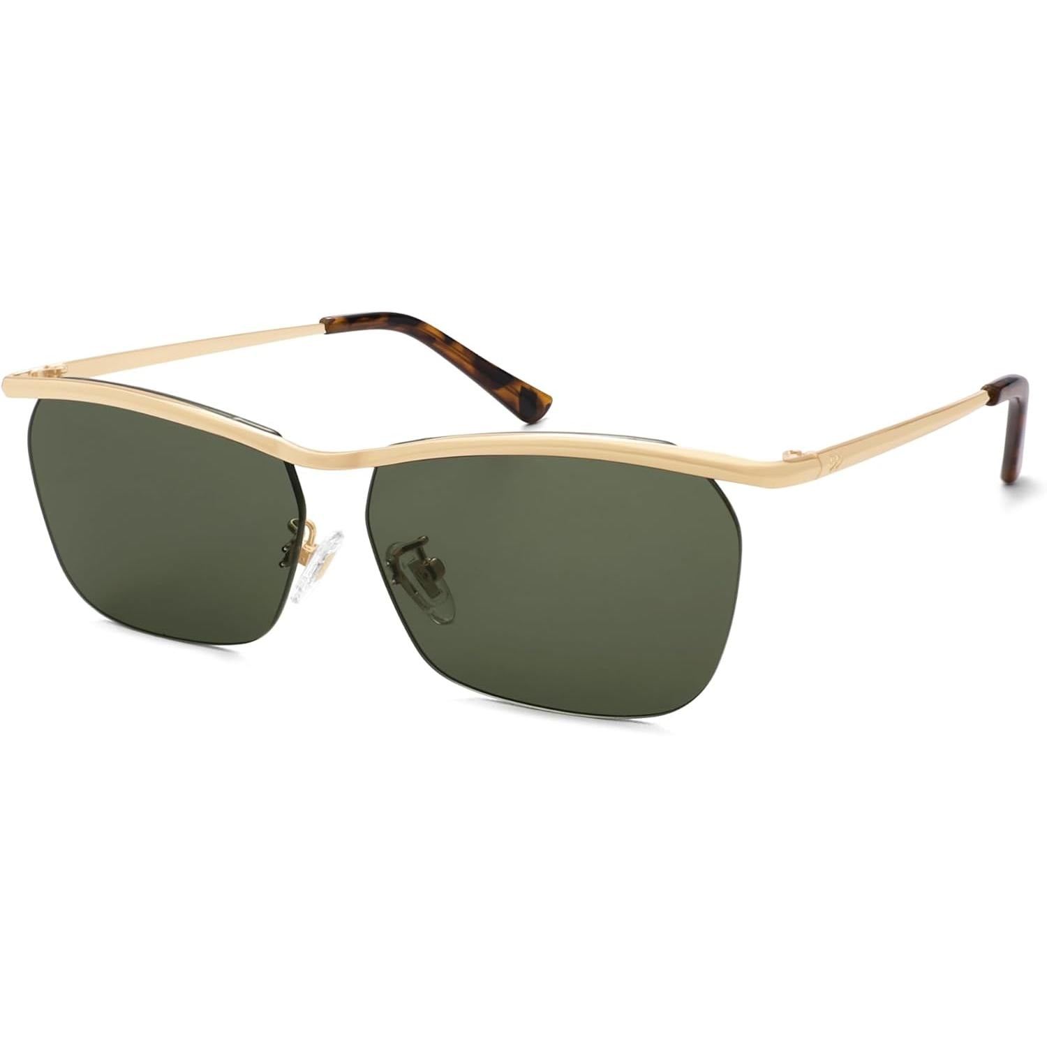 Trendy Rectangle Cat Eye Semi-Rimless Sunglasses Womens, Retro Fashion Vintage Shades UV400 Protection SJ1253