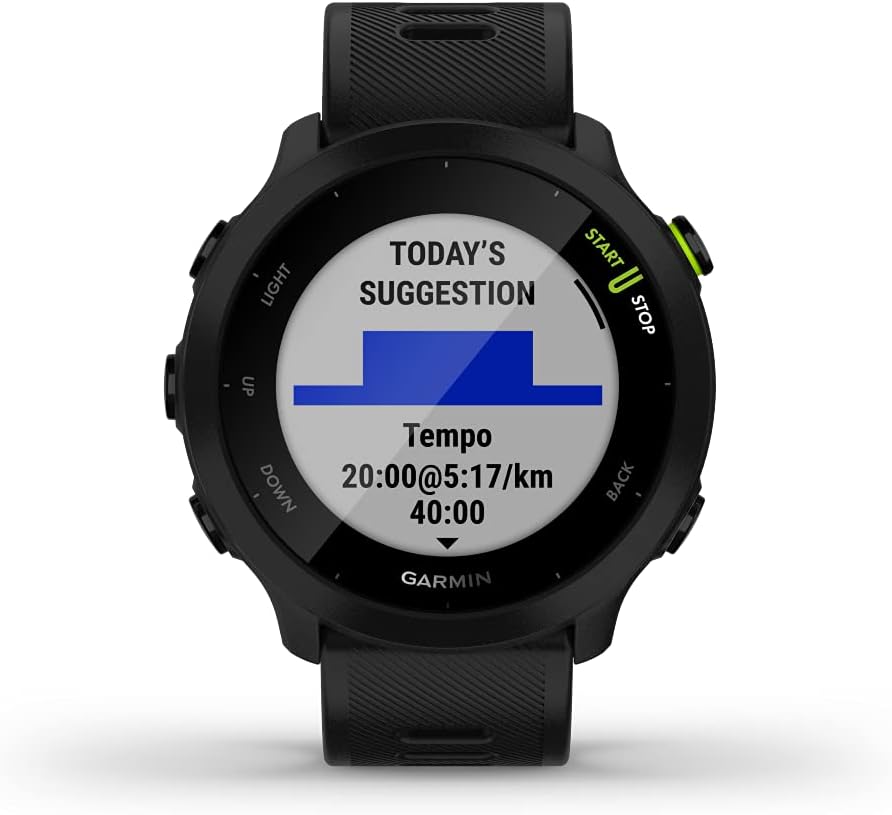 Garmin Forerunner 55 Reloj Running con GPS – Entrenamientos Diarios, Ritmo & Distancia, 2 Semanas de Batería 