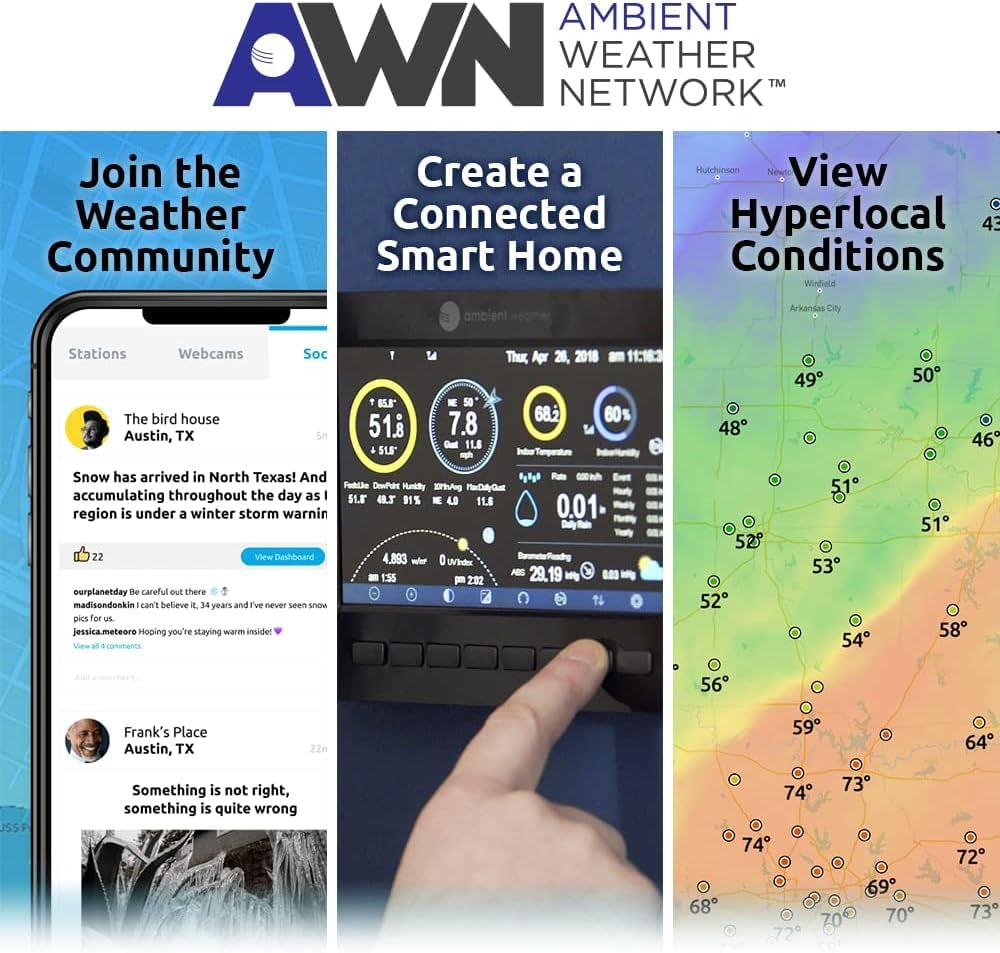 Estación Meteorológica Inteligente Ambient Weather WS-2902 con Conexión WiFi