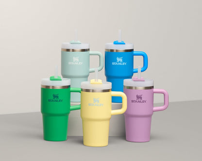 Quencher H2.0 Tumbler with Handle and Straw 14 Oz | Flowstate 3-Position Lid | Cup Holder Compatible for Travel | Insulated Stainless Steel Cup | Bpa-Free | Seafoam