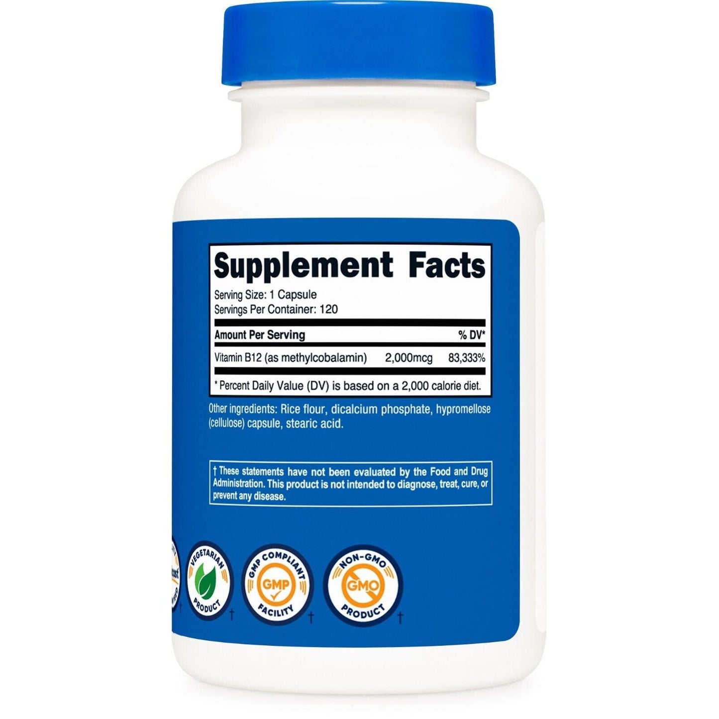 Nutricost Vitamina B12 (Metilcobalamina) 2000 mcg | 120 Cápsulas Vegetarianas