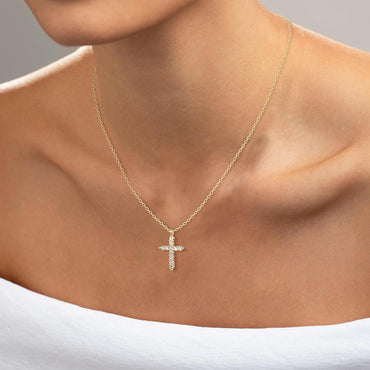 Collar Doble Cruz para Mujer – Choker con Dije de Cruz, Baño de Oro 14K / Plata Esterlina, Collar en Capas de Moda Elegante