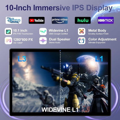 2025 Android 15 Tablet with Keyboard | Gemini AI, 30GB+128GB Octa-Core Electronics Tablets W/ 10 Inch IPS HD Display, 8000Mah, 5G Wifi, 1TB Expand, Mouse+Case, BT 5.0, Widevine L1, Metal Body -Black