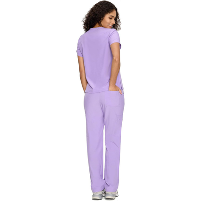 Set Uniforme Médico | Camiseta con Cuello en V y Pantalones de Pierna Recta con Bolsillos | Ropa de Trabajo Unisex | Color: Lavanda