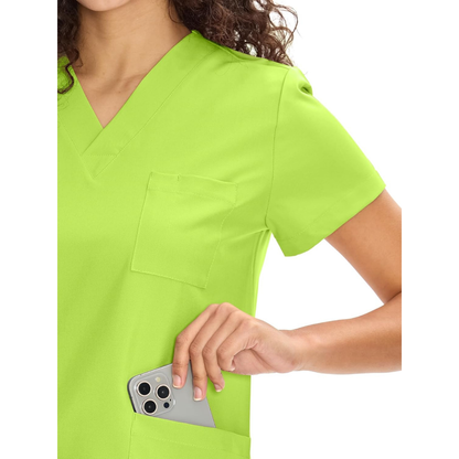 Set Uniforme Médico | Camiseta con Cuello en V y Pantalones de Pierna Recta con Bolsillos | Ropa de Trabajo Unisex | Color: Verde Manzana