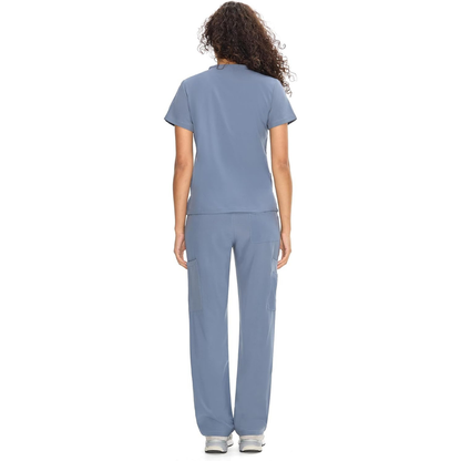 Set Uniforme Médico | Camiseta con Cuello en V y Pantalones de Pierna Recta con Bolsillos | Ropa de Trabajo Unisex | Color: Gris