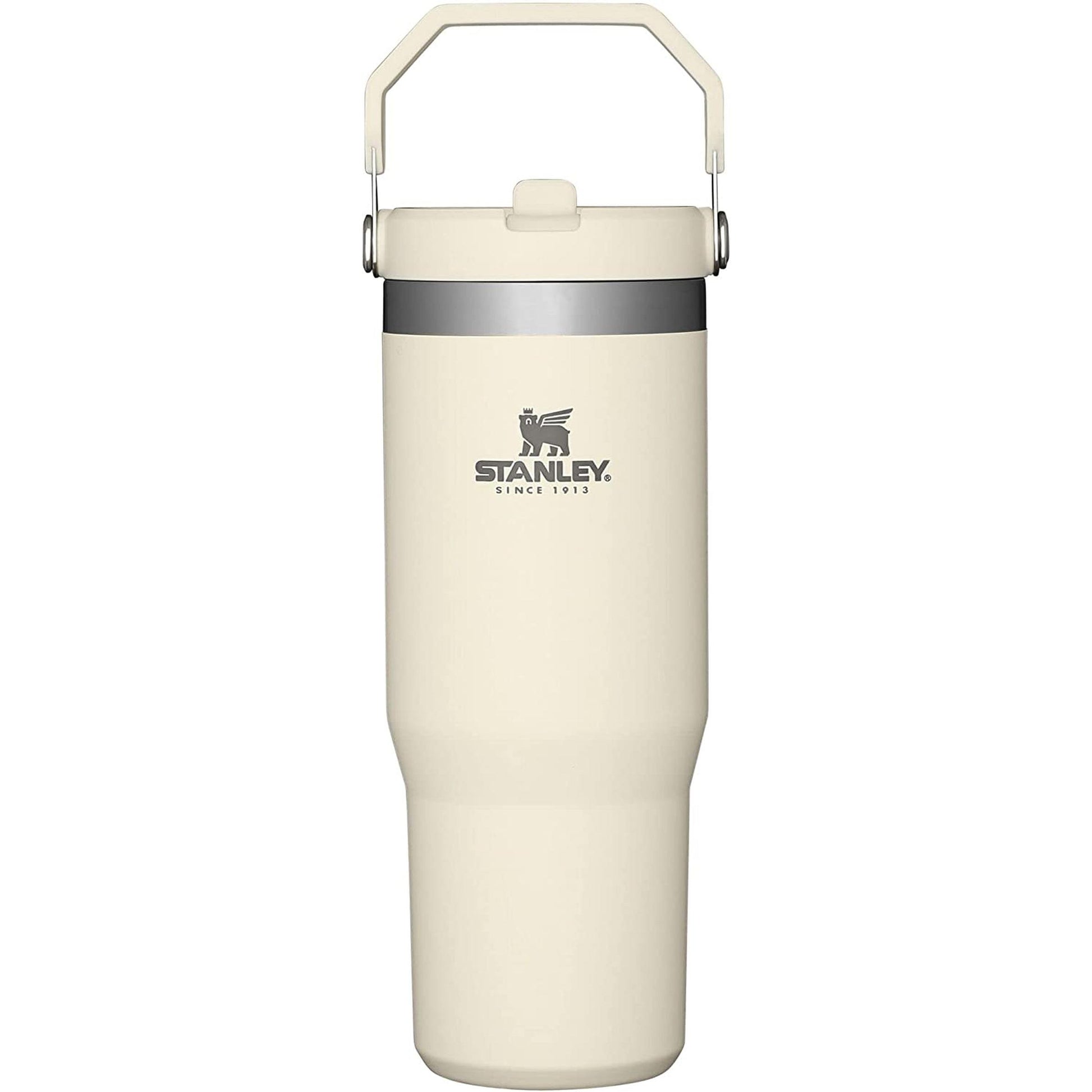 Iceflow Stainless Steel Tumbler with Straw - Vacuum Insulated Water Bottle for Home, Office or Car - Reusable Cup with Straw Leak Resistant Flip - Cold for 12 Hours or Iced for 2 Days (Cream)