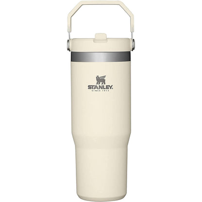 Iceflow Stainless Steel Tumbler with Straw - Vacuum Insulated Water Bottle for Home, Office or Car - Reusable Cup with Straw Leak Resistant Flip - Cold for 12 Hours or Iced for 2 Days (Cream)