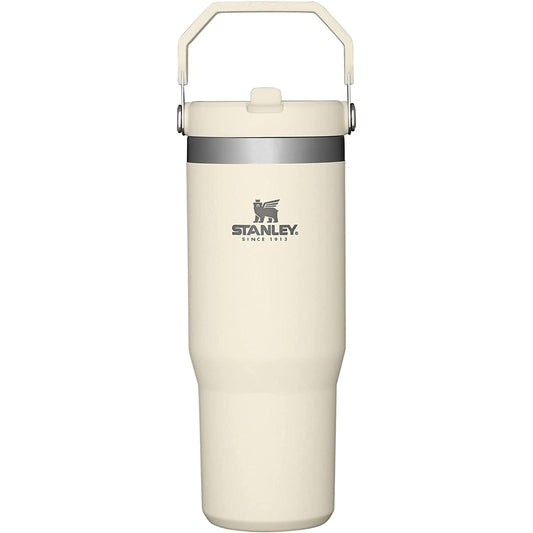 Iceflow Stainless Steel Tumbler with Straw - Vacuum Insulated Water Bottle for Home, Office or Car - Reusable Cup with Straw Leak Resistant Flip - Cold for 12 Hours or Iced for 2 Days (Cream)