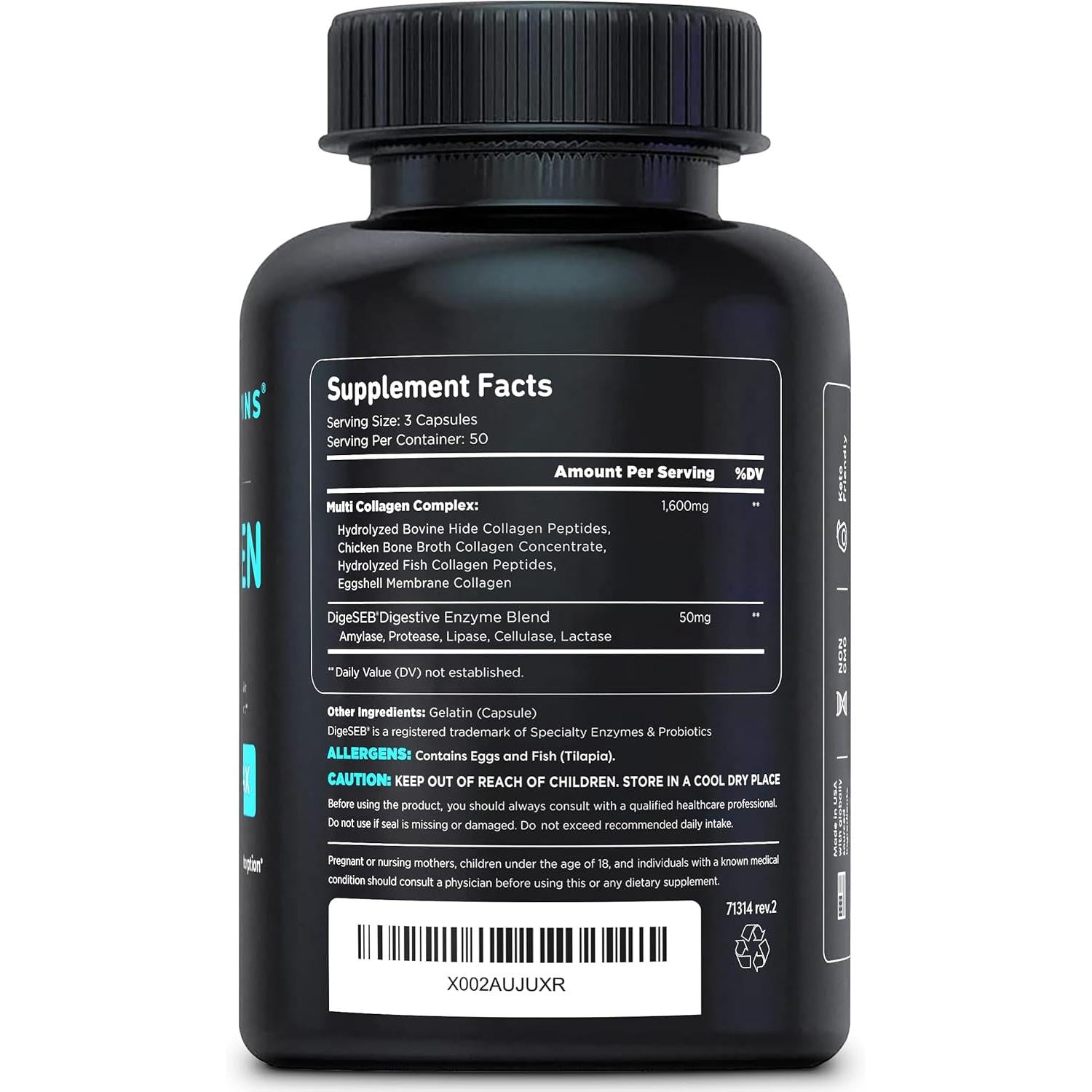 Multi Collagen for Women & Men - Type I, II, III, V, X - Grass Fed, Non-Gmo - 150 Capsules