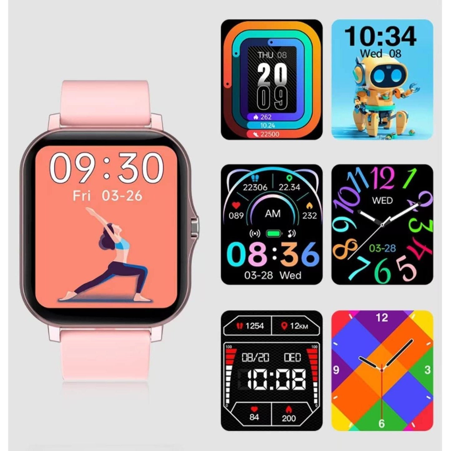 Smart Fitness Tracker Watch for Android/Ios - IP68, Heart Rate/Blood Oxygen/Sleep Monitoring, 8 Sports Modes, Breath Training, Weather Updates - 1.69-Inch Display for Men and Women (Rose Gold)