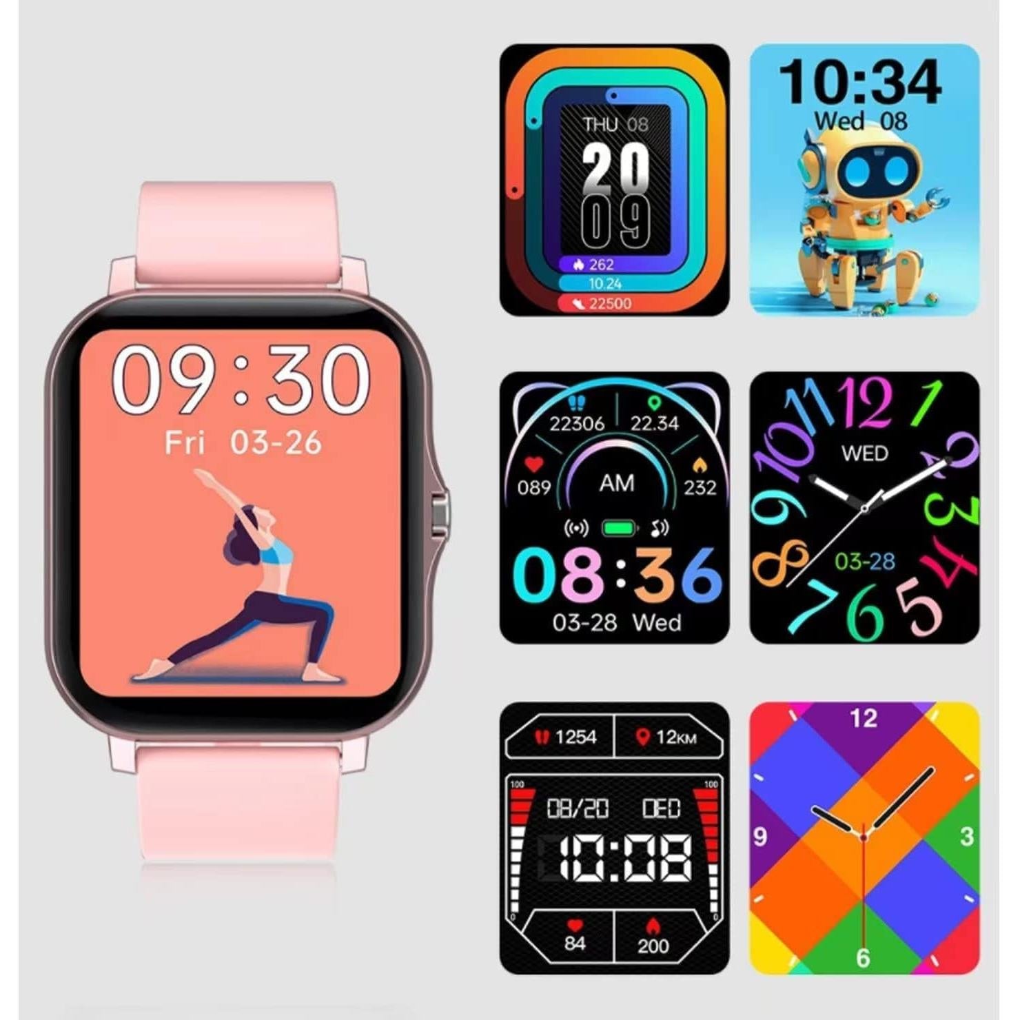 Smart Fitness Tracker Watch for Android/Ios - IP68, Heart Rate/Blood Oxygen/Sleep Monitoring, 8 Sports Modes, Breath Training, Weather Updates - 1.69-Inch Display for Men and Women (Rose Gold)