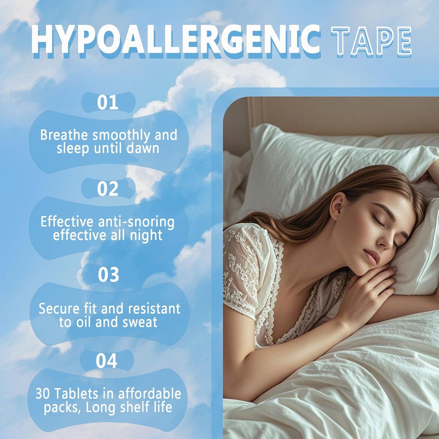 Nose Strips para Dormir y Respirar Mejor – 30 Unidades | Tiras Nasales Anti-Ronquidos | Adhesivo Extra Fuerte Resistente al Sudor y Aceite | Hipoalergénicas y Suaves con la Pie