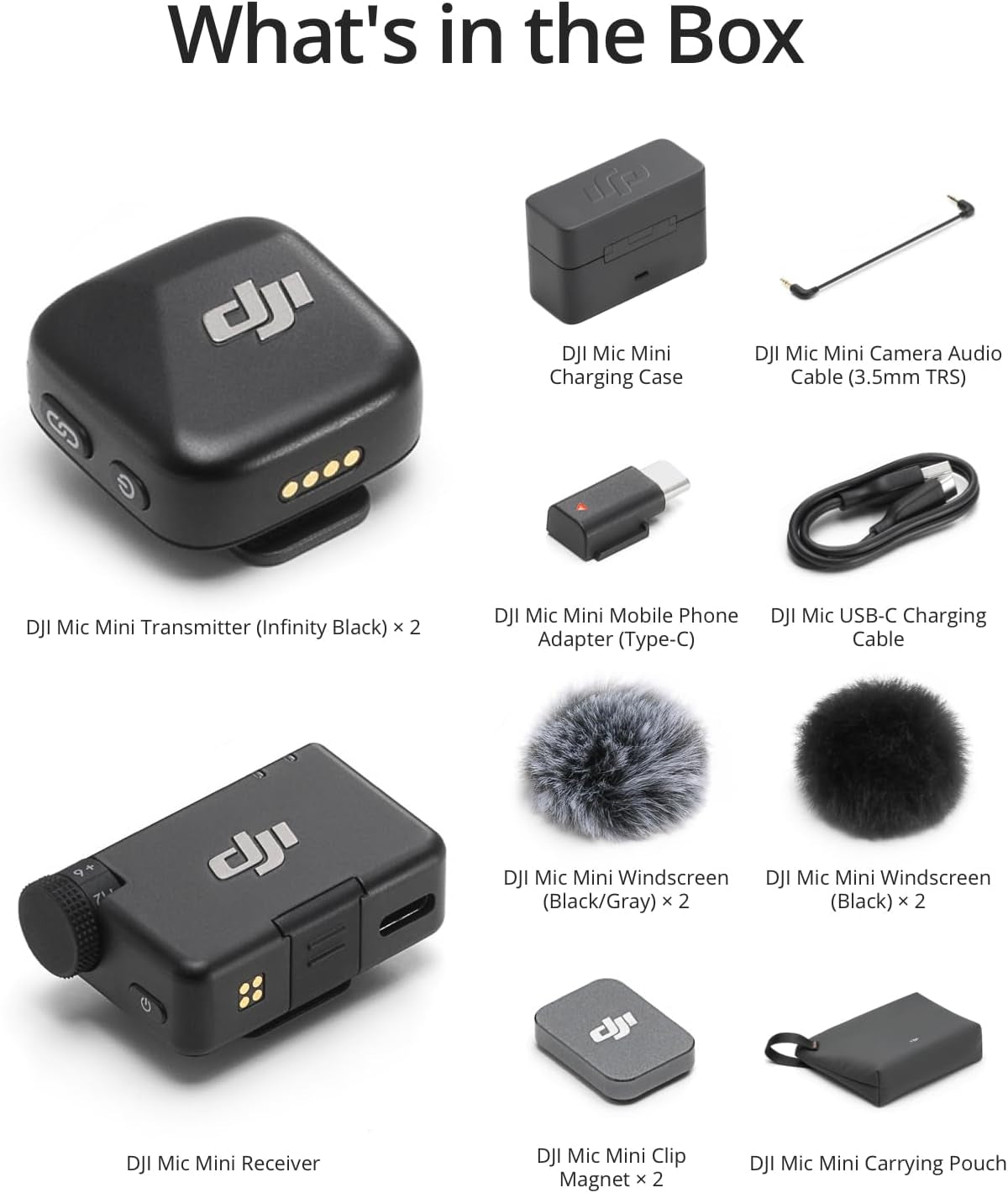 DJI Mic Mini (2 TX + 1 RX + Estuche de Carga) – Micrófono Lavalier Inalámbrico para iPhone, Android, Cámara – 48 h de Uso, Audio Detallado, Cancelación de Ruido, Autolimitador, Vlog, Streaming