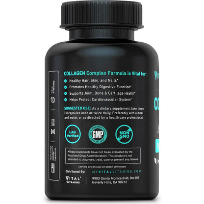 Multi Collagen for Women & Men - Type I, II, III, V, X - Grass Fed, Non-Gmo - 150 Capsules