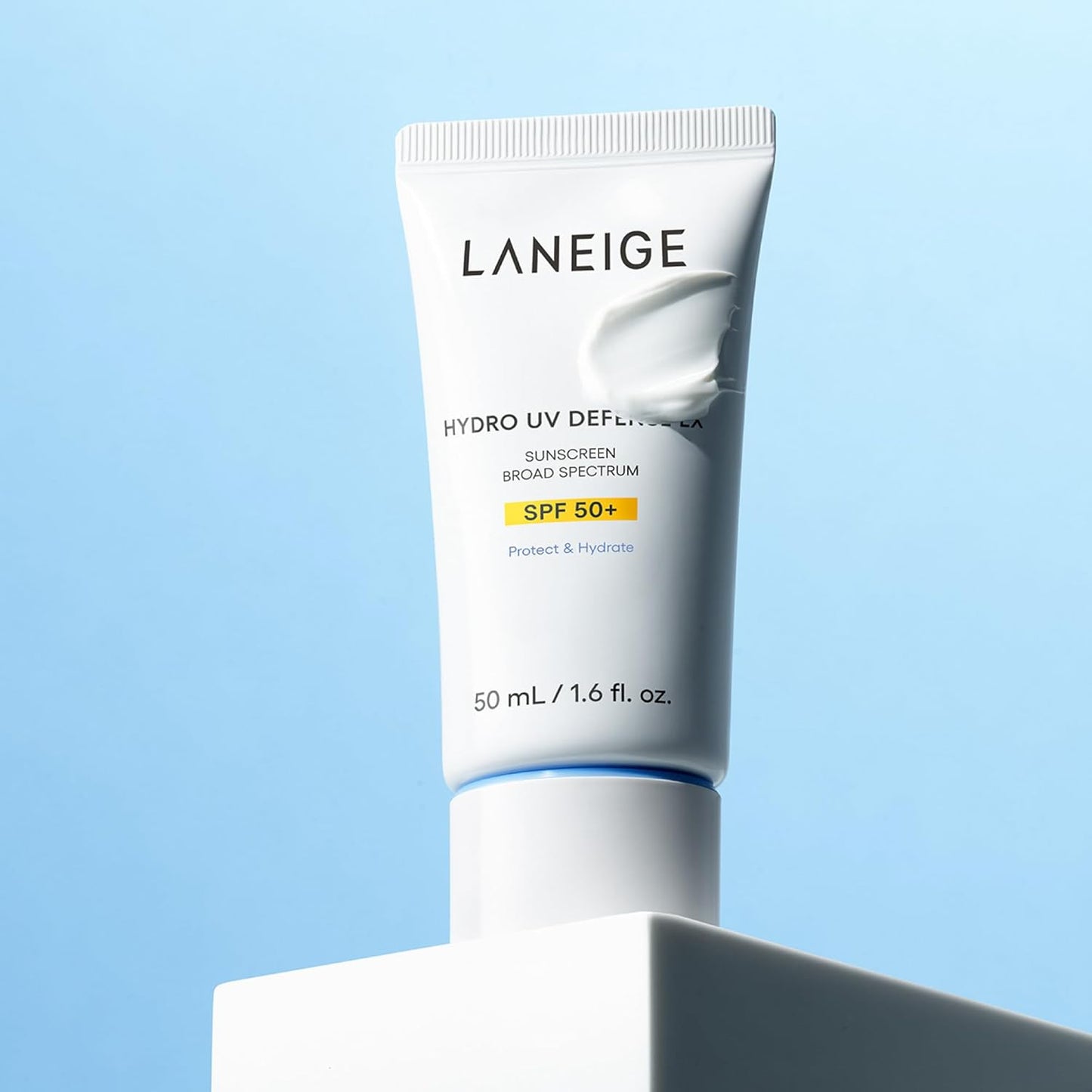 LANEIGE Protector solar Hydro UV Defense SPF 50+: hipoalergénico y dermatólogo, protección solar coreana de amplio espectro sin yeso blanco