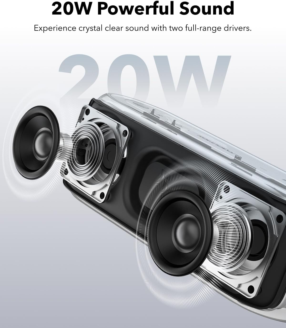 Soundcore Select 2S – Bocina Bluetooth Portátil (20W), BassUp, 16 h de batería, IPX7, Emparejamiento Estéreo, Bluetooth 5.3 – Ideal para casa, ducha y exteriores