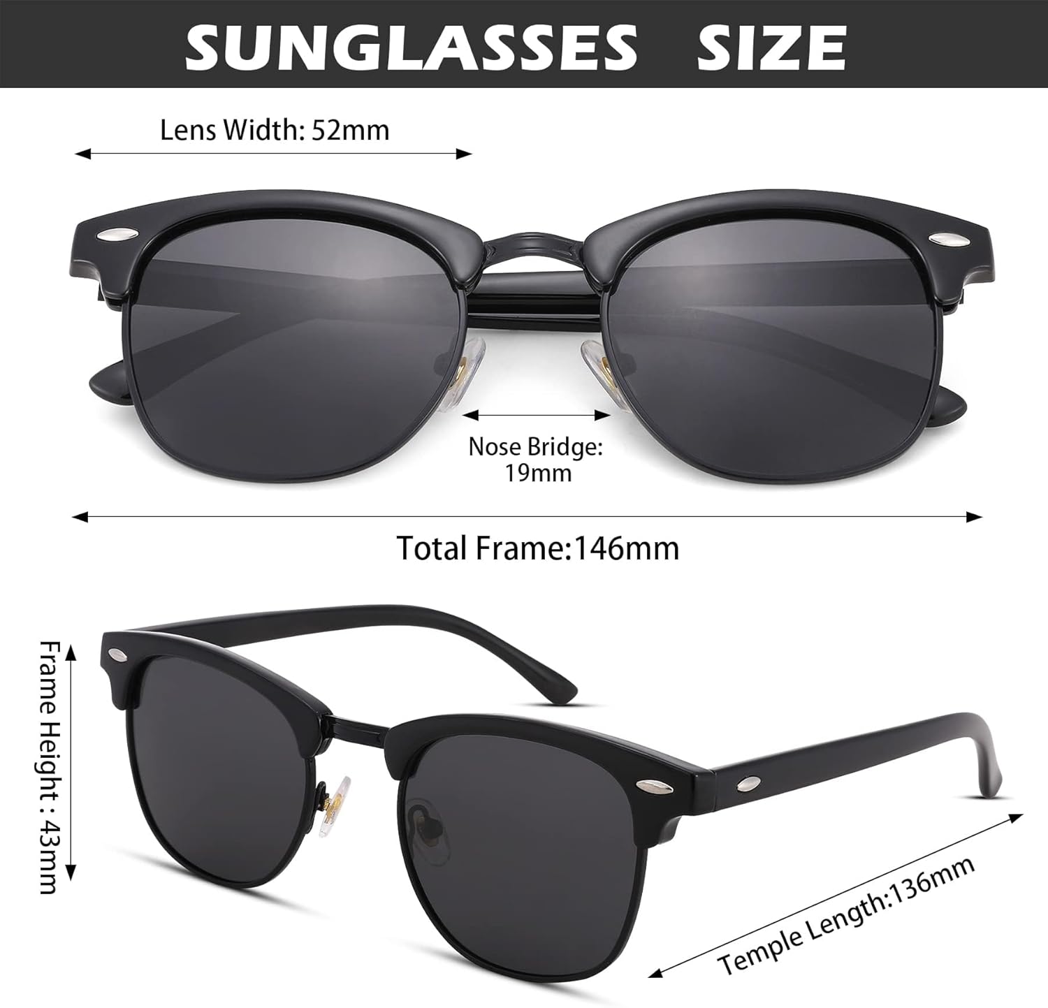 Pro Acme Semi-Rimless Polarized Sunglasses UV 400 Protection for Women Men