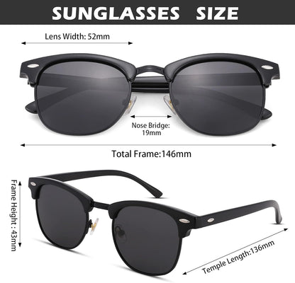 Pro Acme Semi-Rimless Polarized Sunglasses UV 400 Protection for Women Men