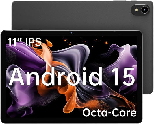 Tablet 11" Android 15 (2025) – Octa-Core 8GB+128GB, Expansión 1TB, Pantalla IPS HD, Batería 7000mAh, WiFi 6 & BT 5.0 – Certificada GMS