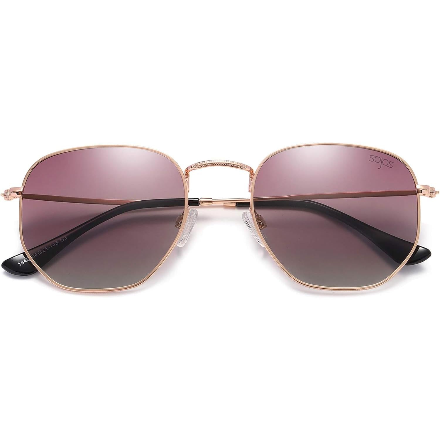 Lentes de Sol SOJOS SJ1072 Cuadrados Polarizados, Estilo Hexagonal Pequeño Retro, Unisex UV400 para Hombre y Mujer