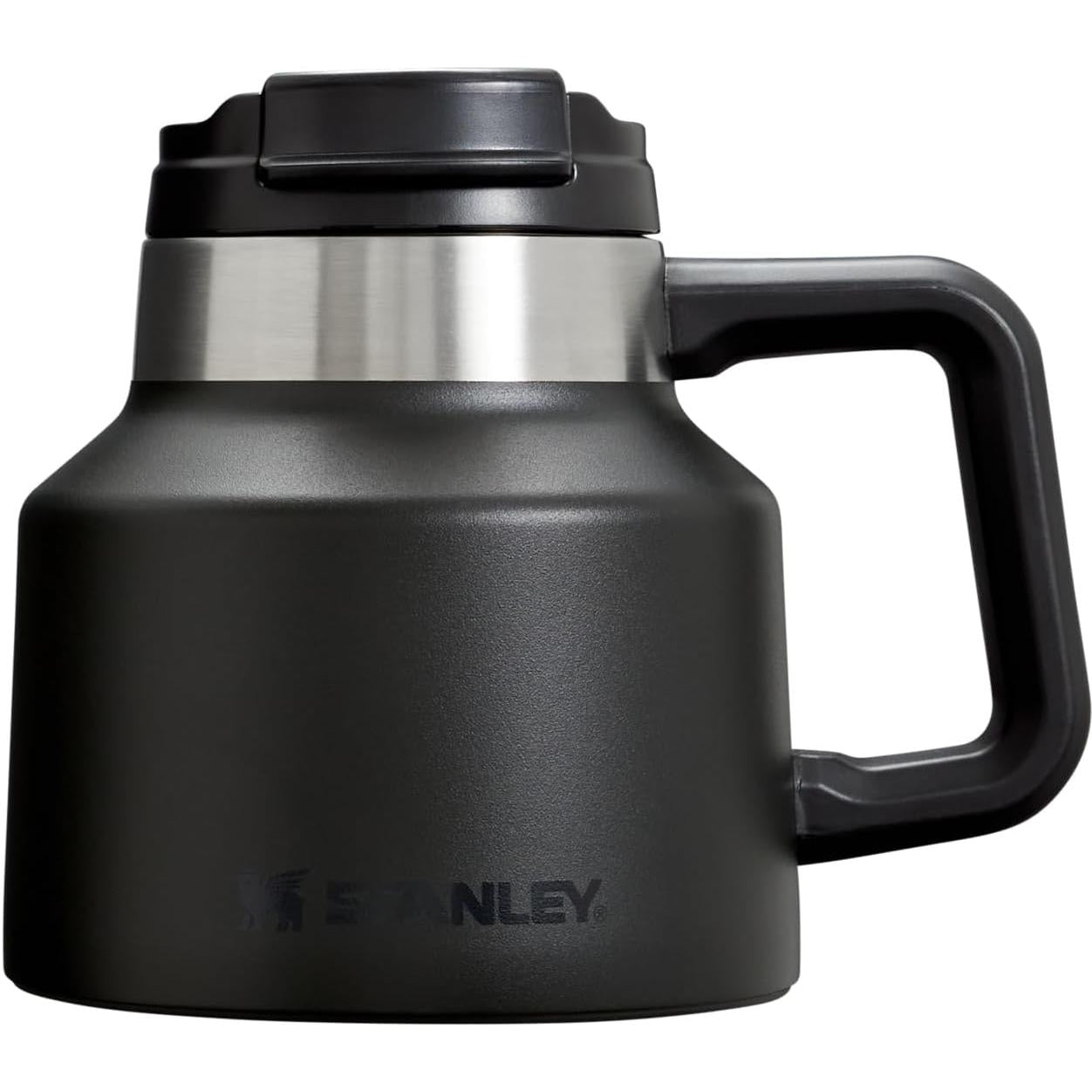 Tough-To-Tip Admiral'S Mug 20 Oz | Twist-On Flip Open Lid | Wide Body with Non-Skid Rubber Base | Insulated Stainless Steel Coffee Cup | Bpa-Free | Hammertone Green