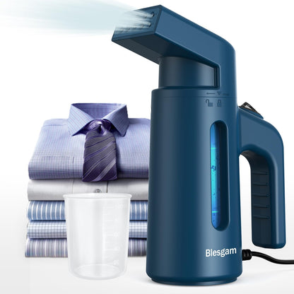 Blesgam Vaporizador de Ropa 700 W | Doble fila de vapor 25 g/min | Calienta en 40 s (100–110 °C) | Depósito 180 ml | Cable 2.4 m (8 ft) | Ligero 0.4 kg | Protección doble | Para hogar y viaje
