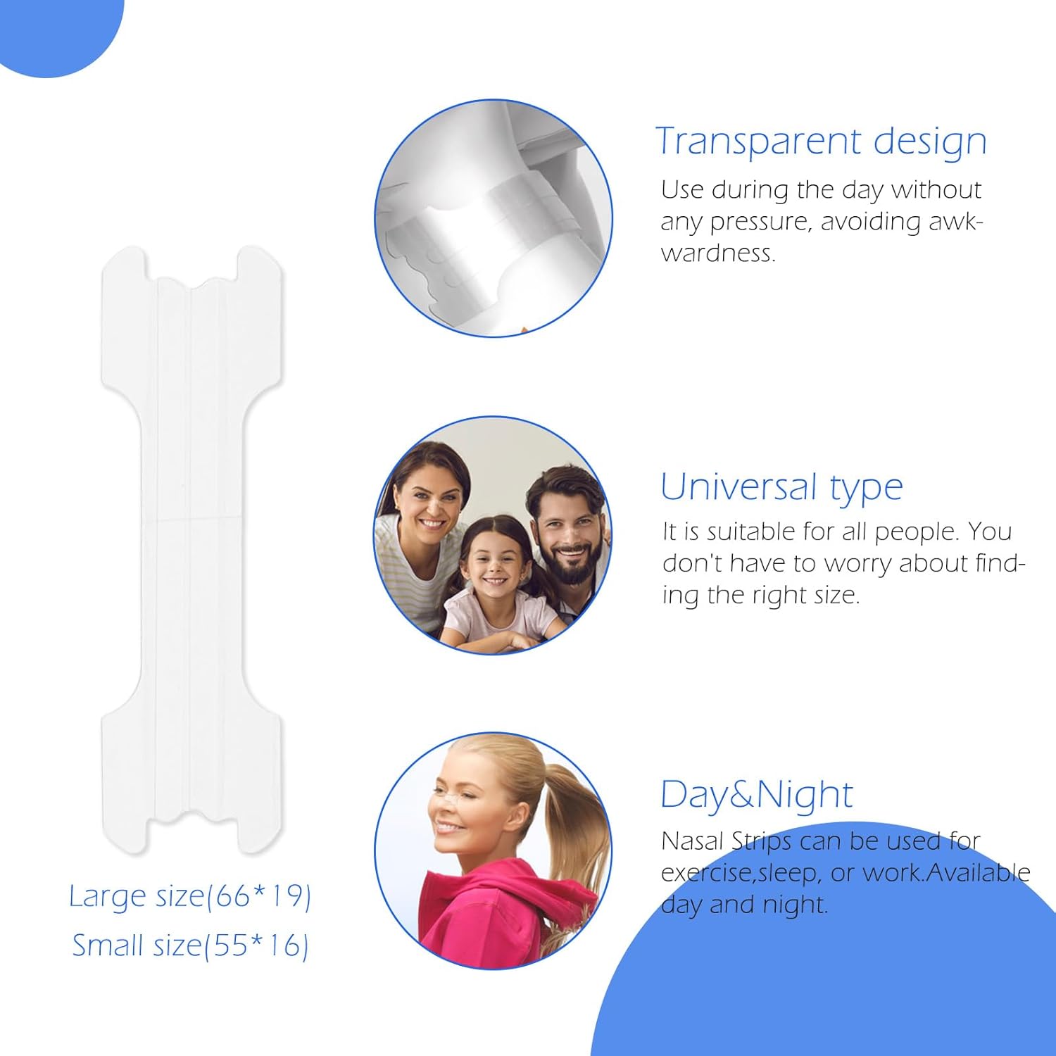 Tiras Nasales Transparentes e Invisibles – Versión Mejorada (50 Unidades, 66x19mm) – Antirronquidos, Mejor Respiración y Sueño Reparador
