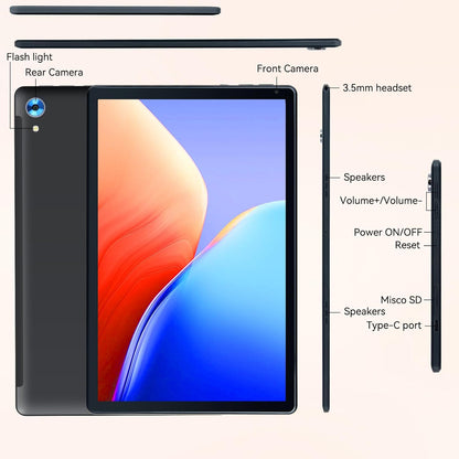 Tablet Android 10.1" Octa-Core, 24 GB RAM (4+20) + 128 GB, Wi-Fi 6, BT 5.0, Pantalla IPS HD, Batería 8 h | Android 15 (2025) – URAO