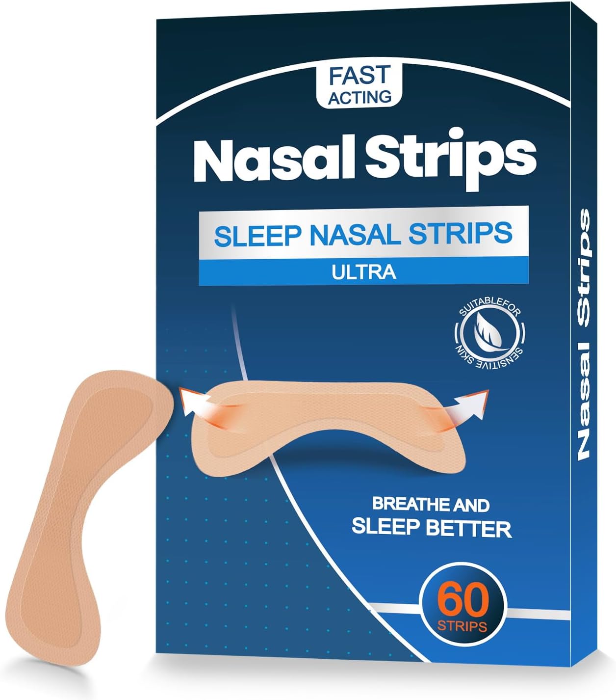60 Piezas Tiras Nasales Extra Fuerza – Antironquidos, Adhesión Firme y Resistente al Sudor – Mejora la Respiración y el Sueño – Uso Día y Noche