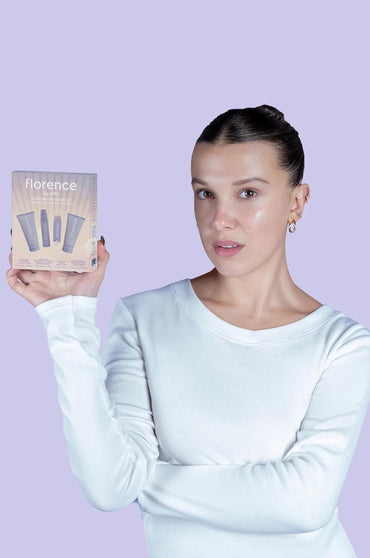 Florence by Mills Happy Days Skincare Set  | Set de Cuidado Facial con Limpiador, Hidratante, Contorno de Ojos y Bálsamo Labial – 4 Piezas