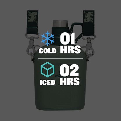 Legendary Classic Canteen 1.1 Qt | Leakproof Drink Container with Strap | Stainless Steel Water Bottle with Lid | Camping, Hiking, Travel | Bpa-Free | Hammertone Green