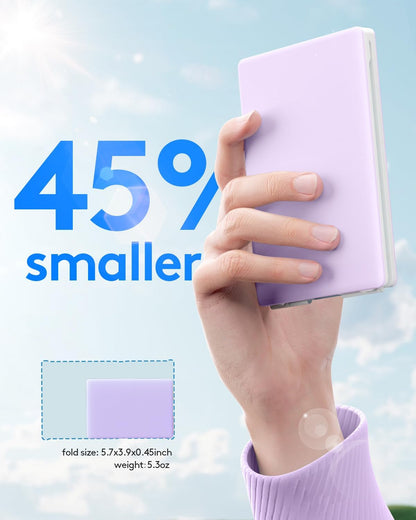 Teclado plegable Bluetooth | Tamaño completo | Ultra delgado Recargable | Conecta iOS, Android, Windows, teléfono | Color: Violeta