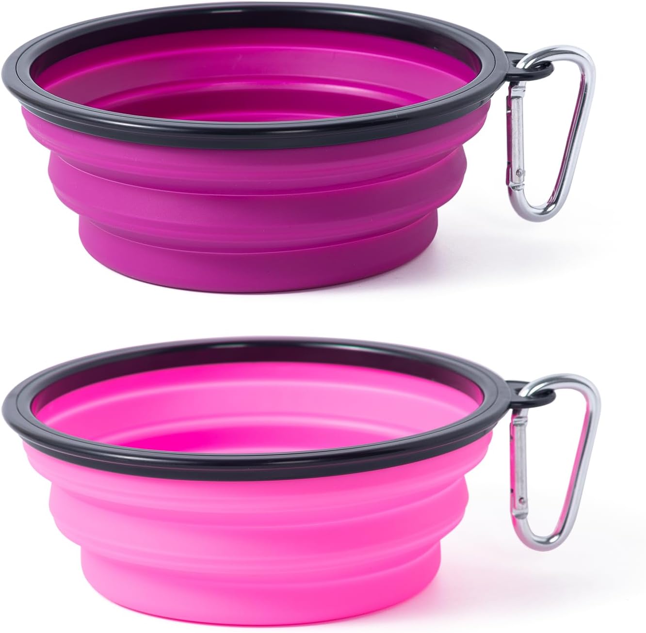 Bowls Plegables para Perros y Gatos (2 Pack) | Portátiles con Mosquetón para Agua y Comida | Viajes, Paseos y Camping