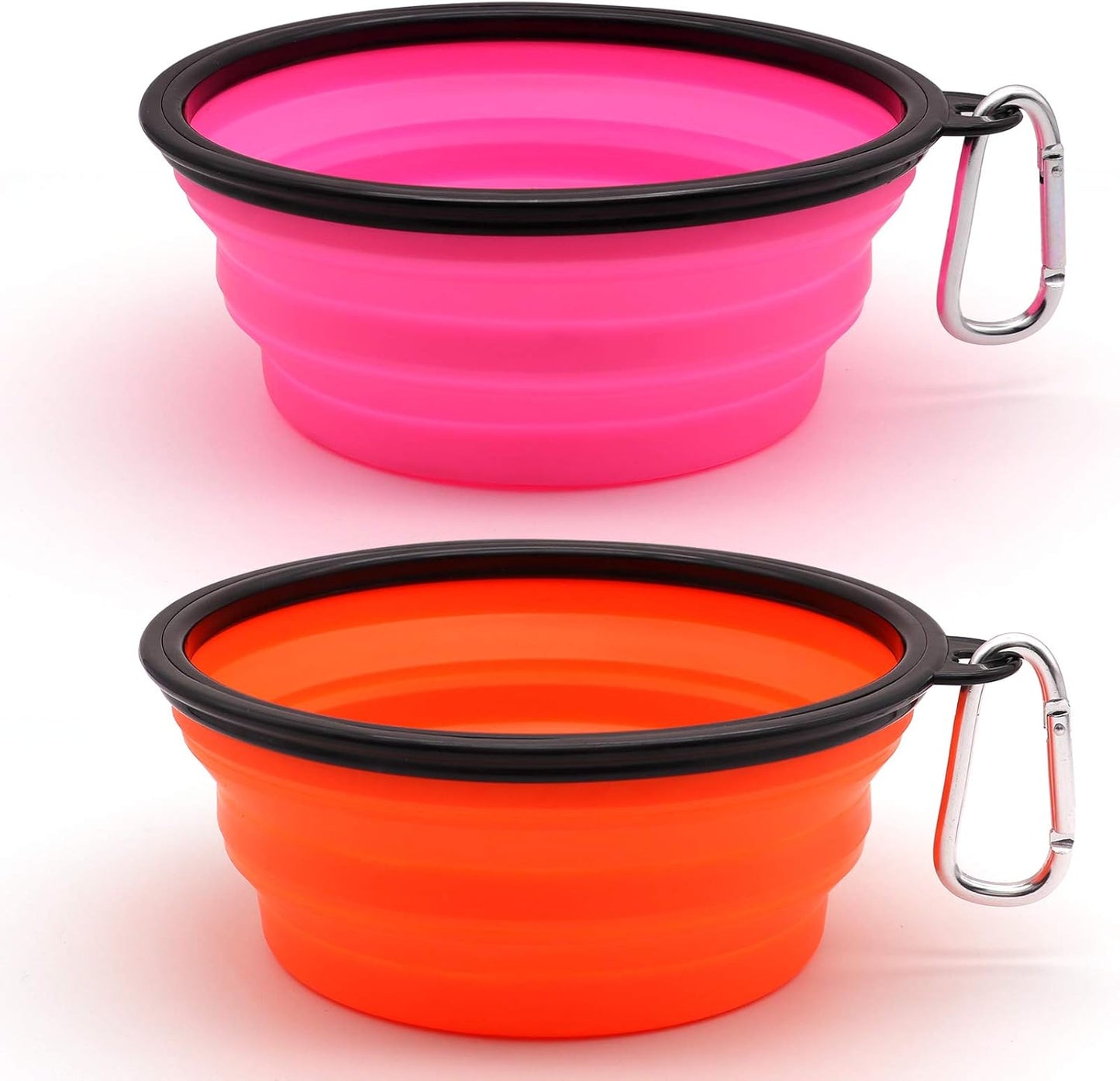 Bowls Plegables para Perros y Gatos (2 Pack) | Portátiles con Mosquetón para Agua y Comida | Viajes, Paseos y Camping