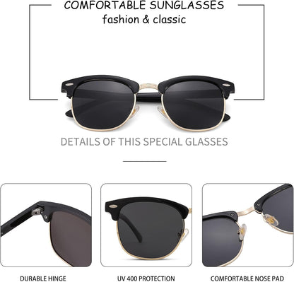Pro Acme Semi-Rimless Polarized Sunglasses UV 400 Protection for Women Men