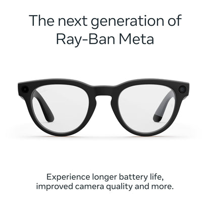 Ray-Ban Meta (Gen 2), Headliner, Matte Black | Smart AI Glasses for Men, Women — 2X Battery Life — 3K Ultra HD Resolution — 12 MP Ultra-Wide Camera, Audio, Video — Clear Lenses — Wearable Technology