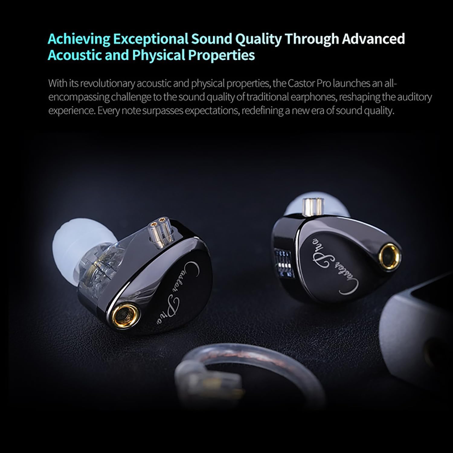 KZ Castor Pro Auriculares In-Ear Monitor HiFi con Bass Mejorado – IEM con Doble Driver Dinámico 10mm, 16 Perfiles de Sonido Ajustables, Cable Desmontable 2PIN-C – Gaming y Música