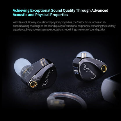 KZ Castor Pro Auriculares In-Ear Monitor HiFi con Bass Mejorado – IEM con Doble Driver Dinámico 10mm, 16 Perfiles de Sonido Ajustables, Cable Desmontable 2PIN-C – Gaming y Música