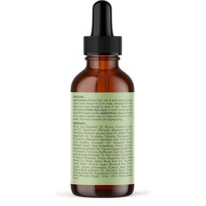 Rosemary & Mint Hair Oil | Tratamiento para Cuero Cabelludo Seco y Puntas Abiertas | Con Biotina + Aceites de Romero, Menta, Ricino, Árbol de Té, Jojoba y Coco | Fortalece, Calma e Hidrata | Apto Todo Tipo de Cabello | 59 ml