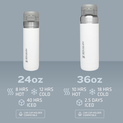 Quick Flip GO Water Bottle 24 Oz | Push Button Lid | Leakproof and Packable for Travel and Sports | Insulated Stainless Steel | Bpa-Free | Charcoal