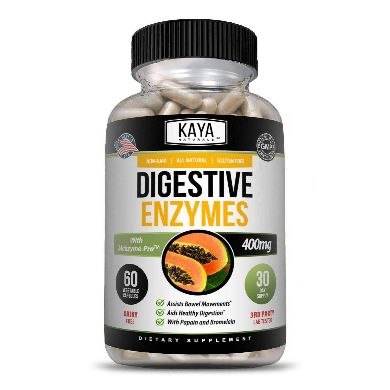 Enzimas Digestivas Kaya Naturals con Prebióticos y Probióticos