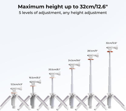Trípode Selfie Stick para GoPro – Mini trípode extensible 32 cm, ultraligero 67 g, anillo amortiguador y base antideslizante | Compatible con GoPro HERO 13/12/11/10/9/8/7/6/5, MAX, DJI Osmo Action, Insta360, AKASO